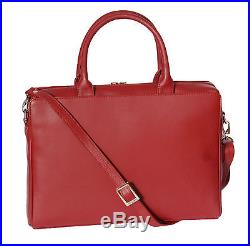 Womens Real Leather Briefcase Messenger Shoulder Office Laptop Bag Red
