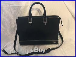 Womens Tumi Black Leather Nylon Briefcase Laptop Bag Withstrap