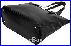 Yaluxe Women's Soft Cowhide Leather Work Tote Shoulder Laptop Bag Fits 13 Black